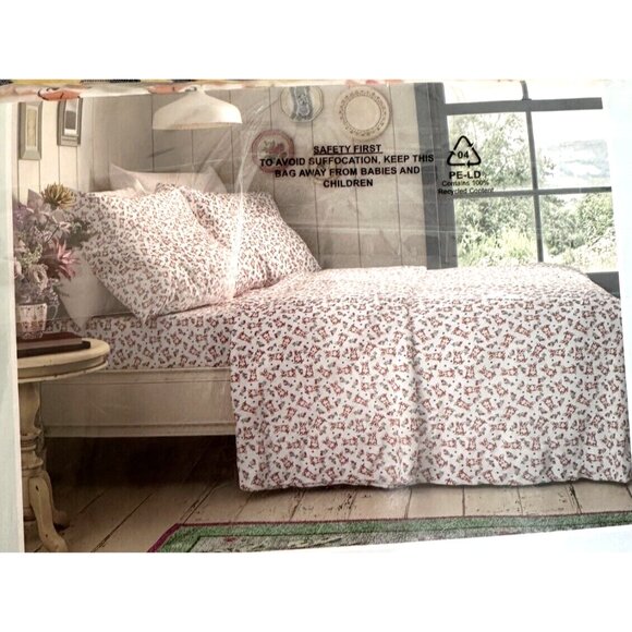 Cath Kidston TWIN Sheet Set Corgie Dog Hearts Sweet Dog Floral Whit Cotton NEW - Picture 4 of 7